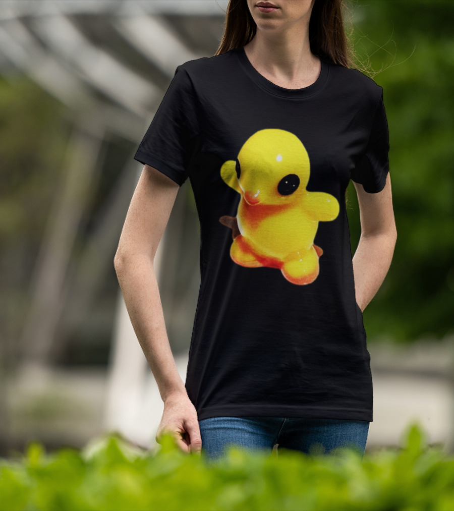 Fleshwater Plastic Duck Yellow Figurine With Black Eyes T-Shirt
