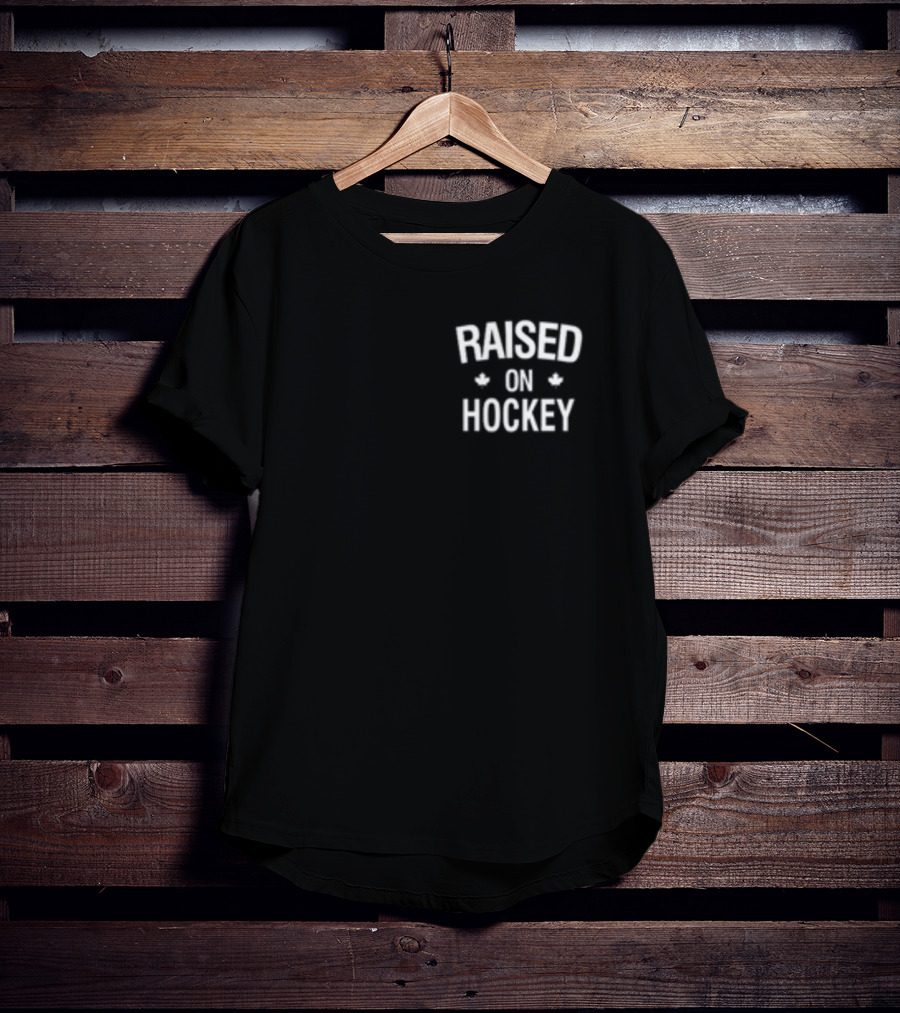 Raised On Hockey With Maple Leaf Icons T-Shirt
