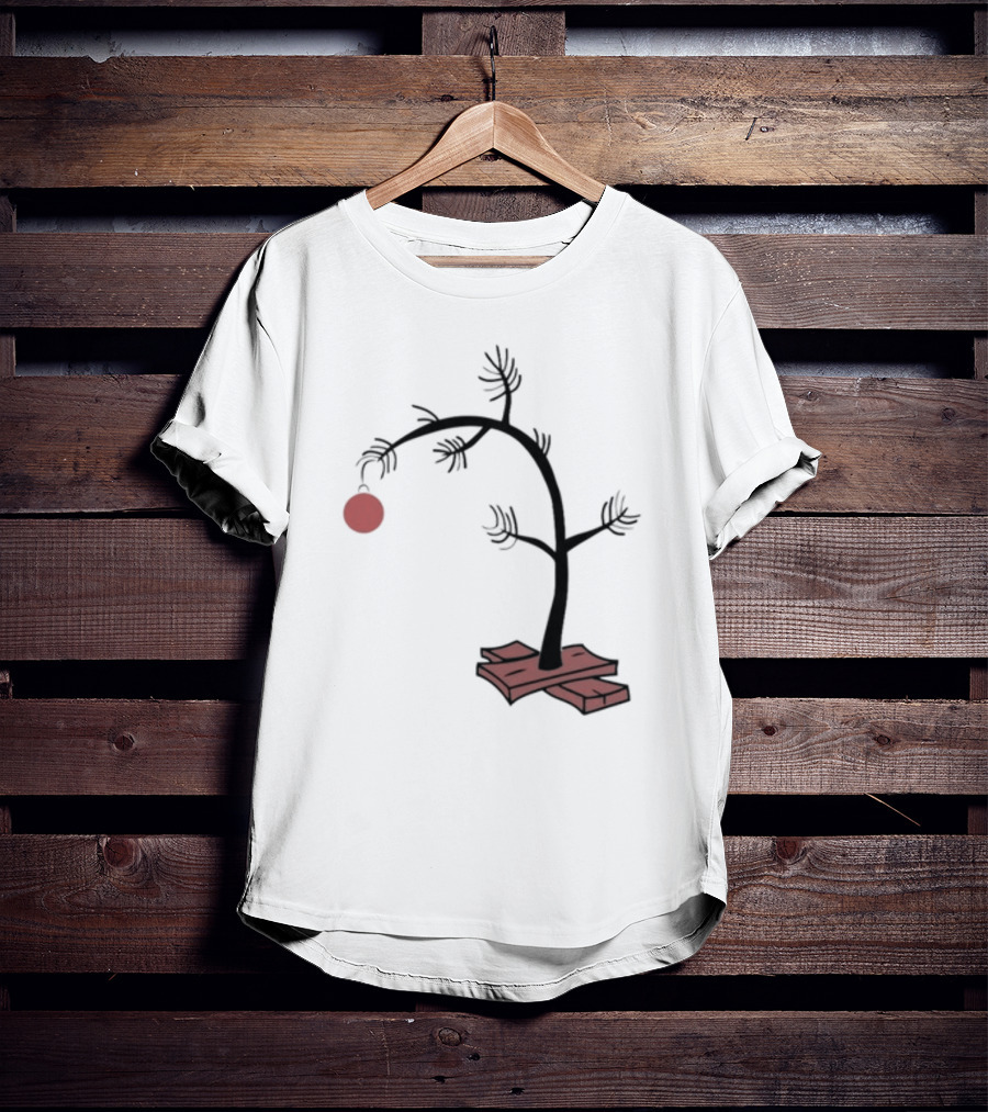 Sad Little Christmas Tree With Single Red T-Shirt