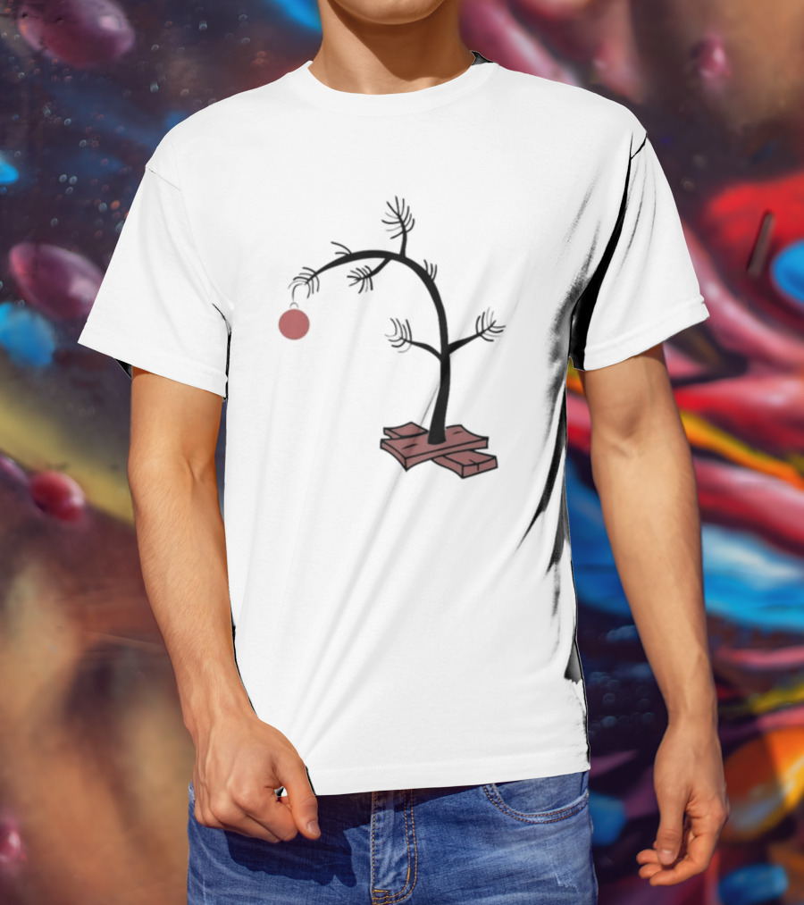 Sad Little Christmas Tree With Single Red T-Shirt