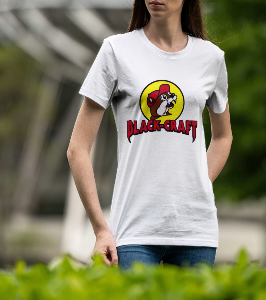Black Craft Bucees Softstyle V-Neck Texan Mascot T-Shirt