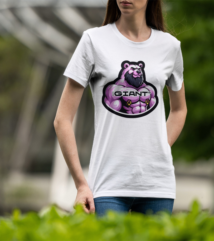 Giant Beard Bear Muscle Pink T-Shirt