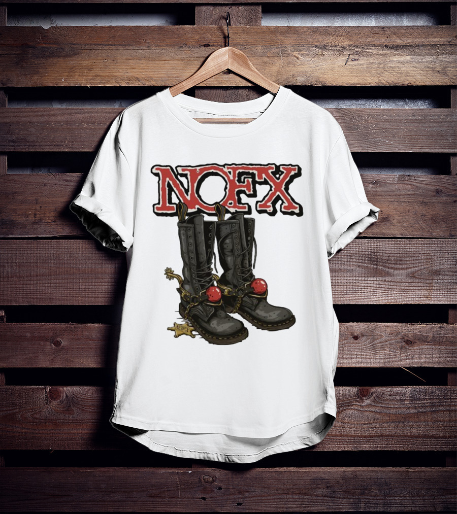 NOFX Punk Boots With Chains And Red Orbs T-Shirt