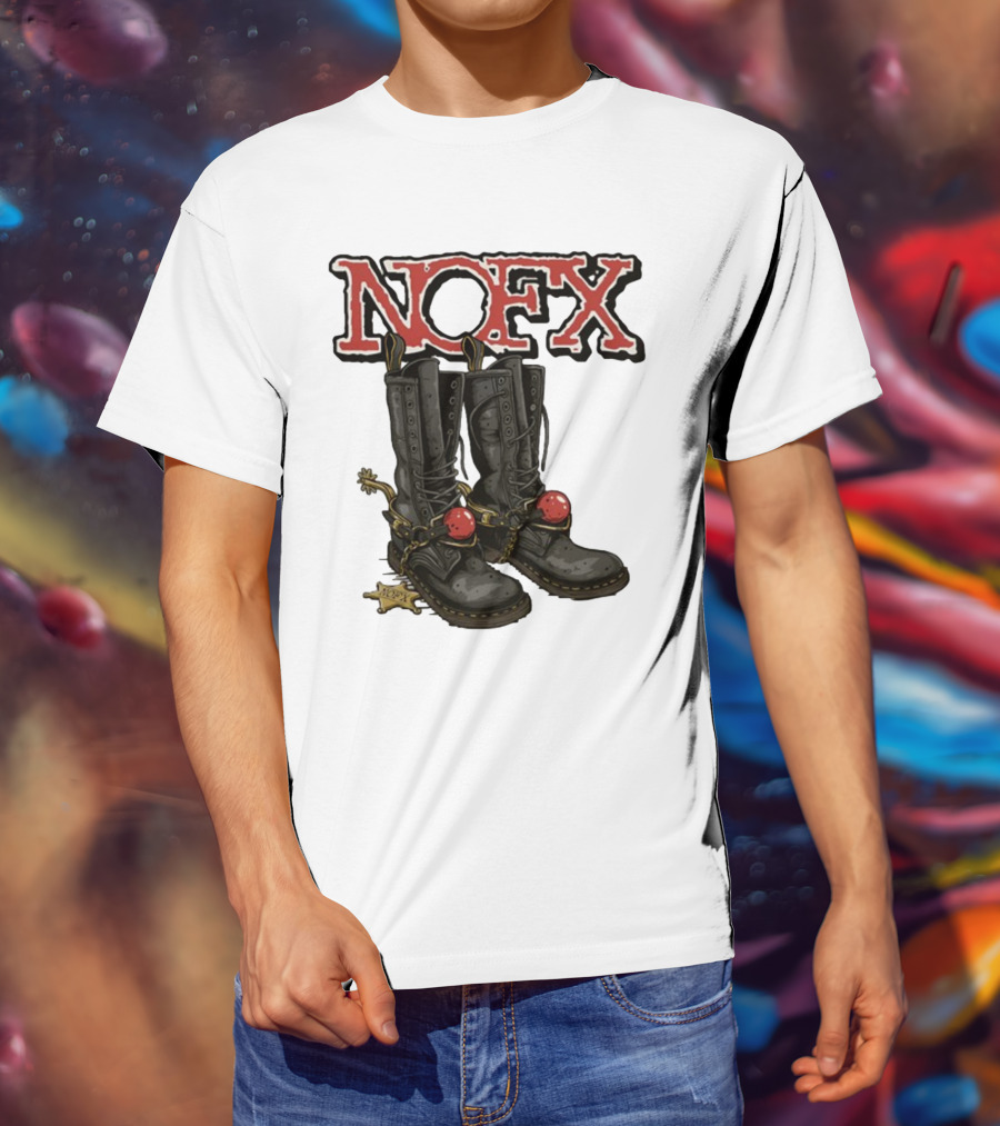 NOFX Punk Boots With Chains And Red Orbs T-Shirt