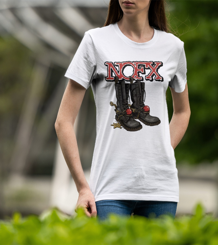 NOFX Punk Boots With Chains And Red Orbs T-Shirt