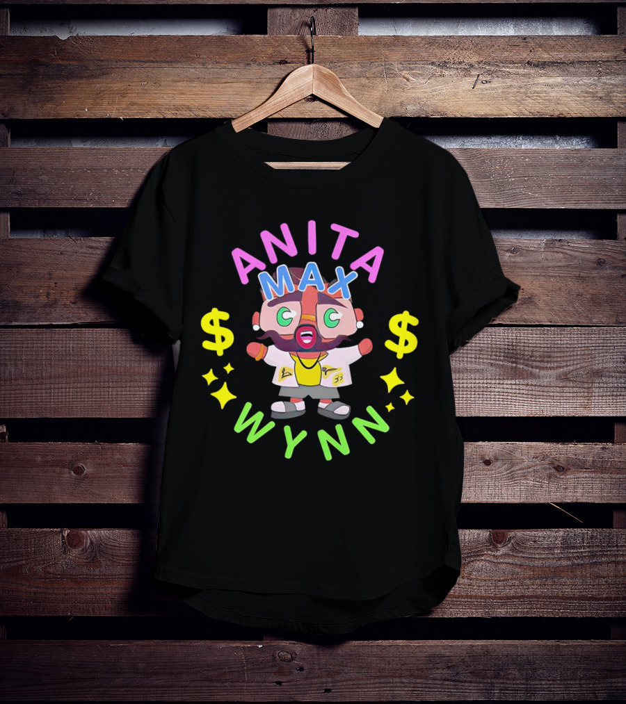 ANITA MAX WYNN Cartoon Character With Dollar Signs And Stars T-Shirt