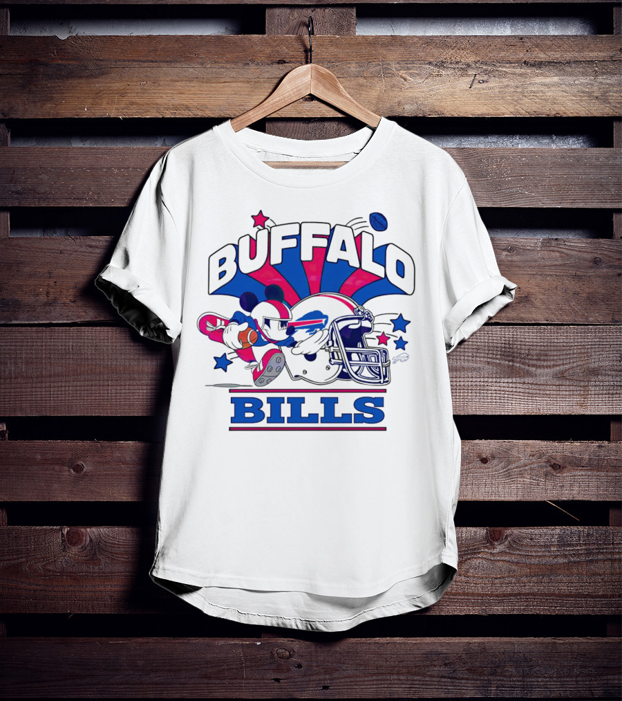 Buffalo Bills Football Mickey Mouse Tackle Starburst T-Shirt