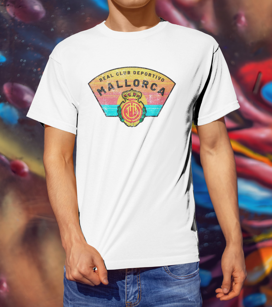 Real Club Deportivo Mallorca Vintage Logo Retro Stripes T-Shirt
