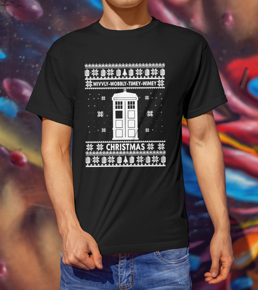 Wibbly Wobbly Timey Wimey TARDIS Christmas T-Shirt