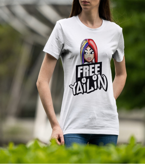 Free Yailin Colorful Hair Cartoon T-Shirt