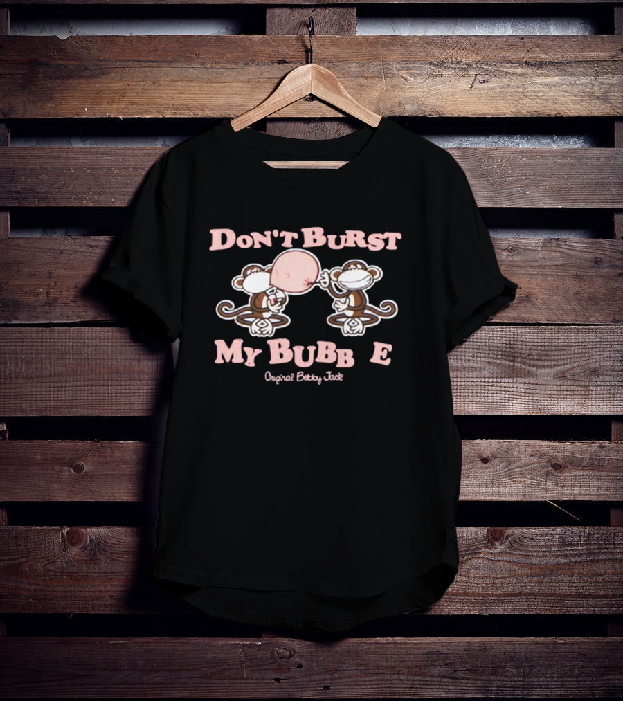 Original Bobby Jack Don't Burst My Bubble Pink Balloon Monkeys T-Shirt
