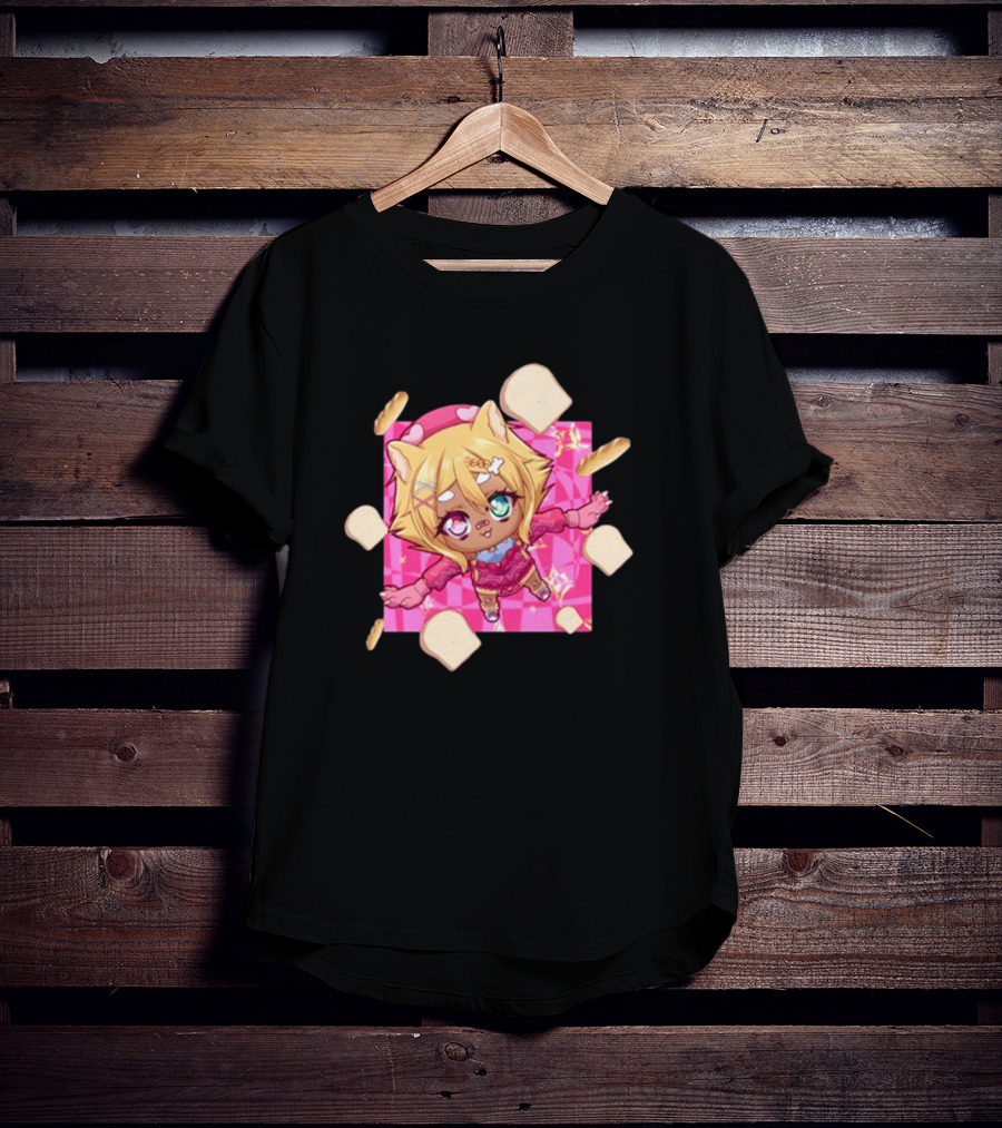 Breadguette Miyu Cute Cat-Eared Character Surrounded By Bread And Baguettes T-Shirt