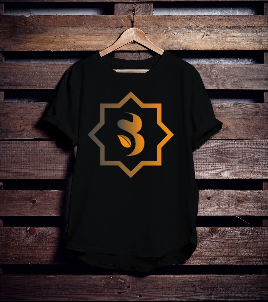 Sidrabank Golden Emblem With Leaf Icon In Star Frame T-Shirt