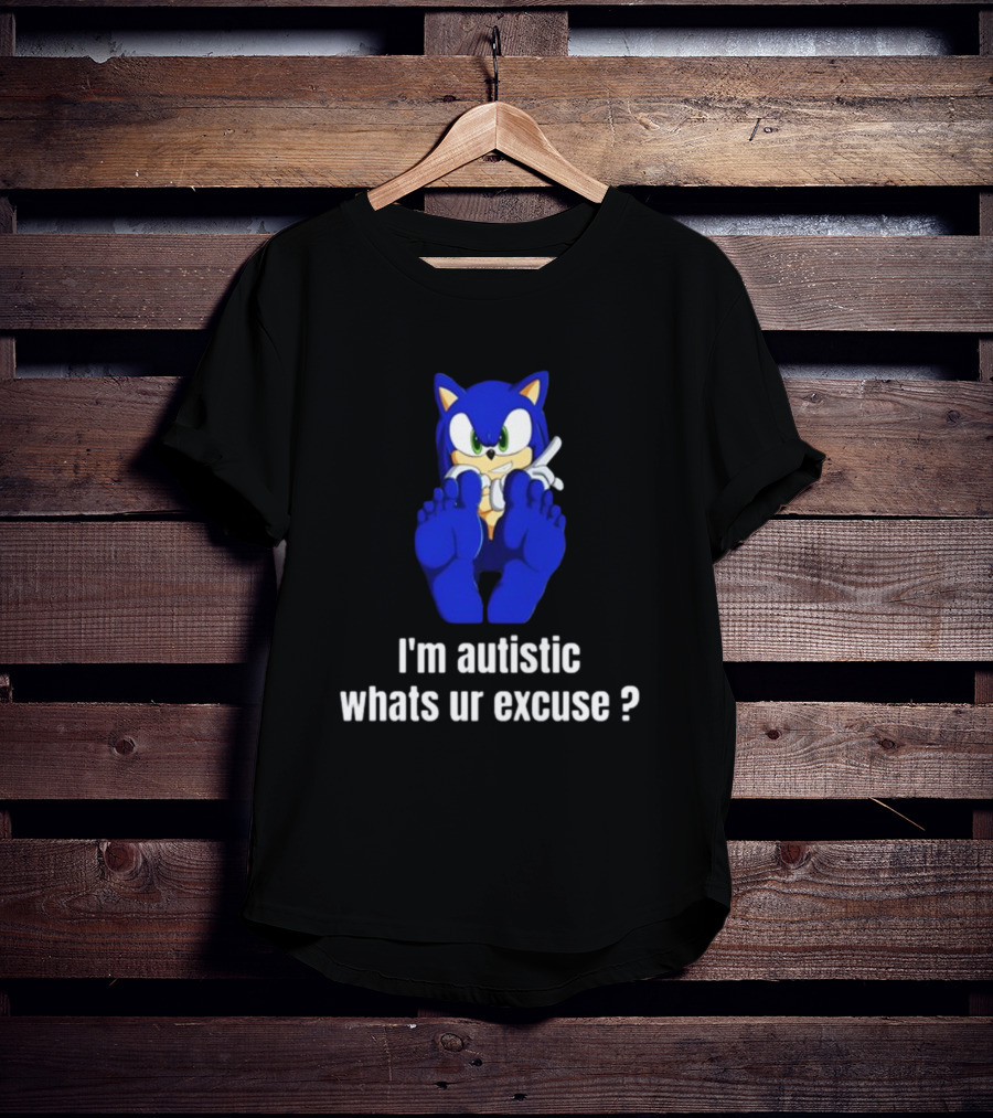 I'm Autistic Whats Ur Excuse Blue Cartoon Character Sitting T-Shirt