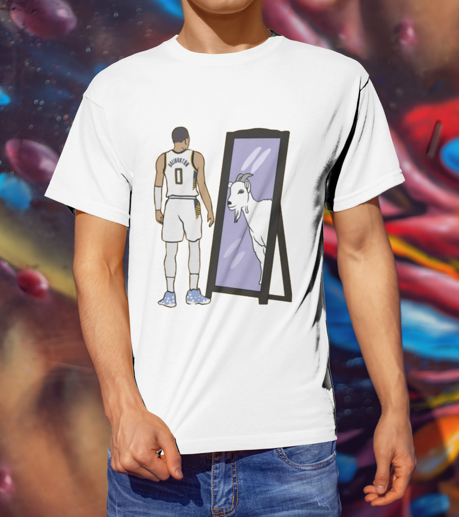 Tyrese Haliburton 0 Reflecting Goat In Mirror T-Shirt