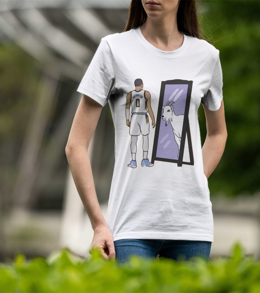 Tyrese Haliburton 0 Reflecting Goat In Mirror T-Shirt