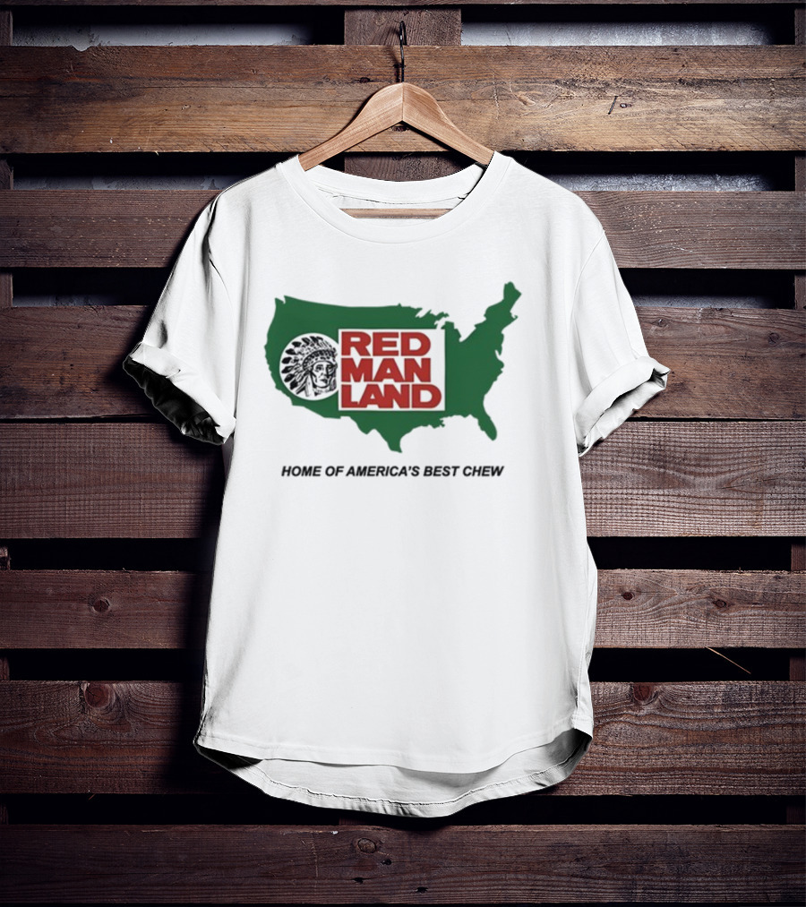 Cornbreadcountryclub Red Man Land Home Of America's Best Chew Map T-Shirt