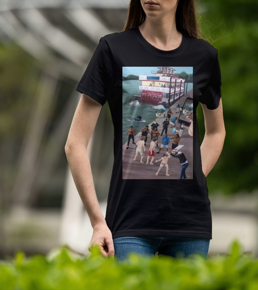 Kenny Akers Alabama River Brawl Boat Dock Scene T-Shirt