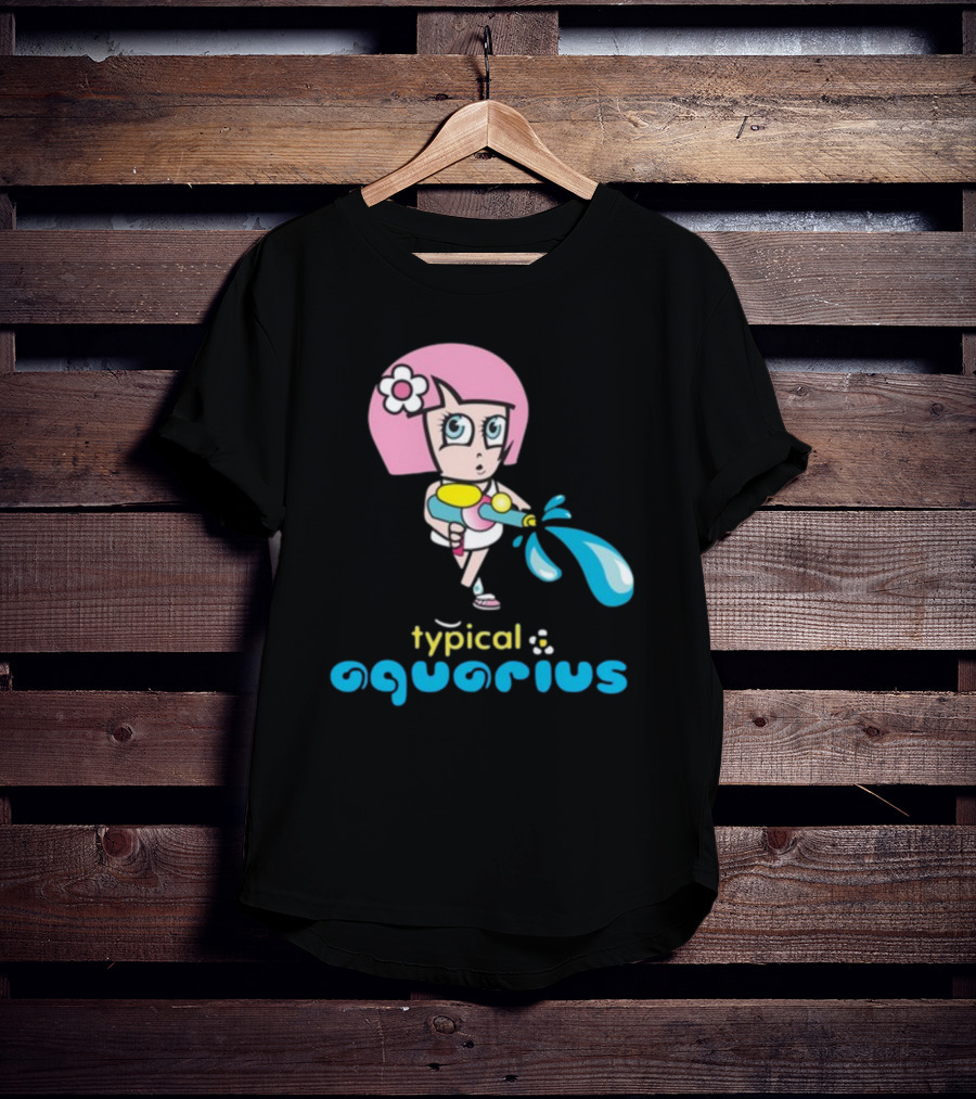 Typical Aquarius Cute Cartoon Girl With Water Splash T-Shirt