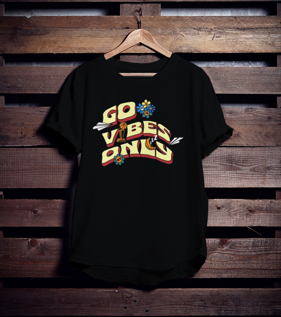 Warriorstalk Go Vibes Only Basketball Trophy Flowers Moon Clouds T-Shirt