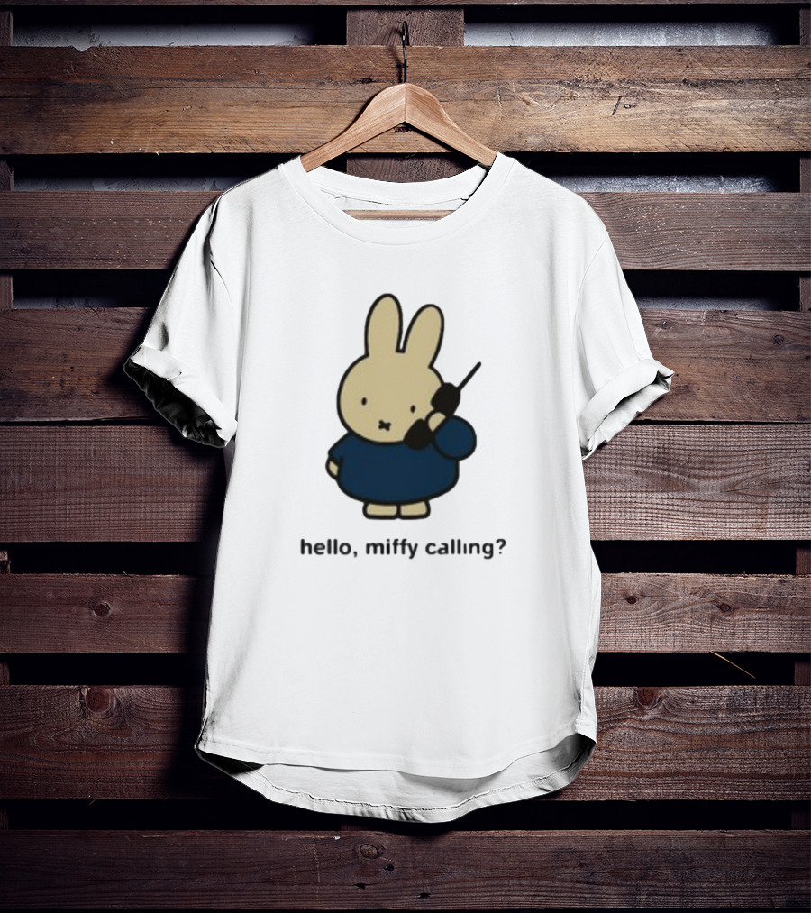 Misty Horizons Miffy Calling Cute Character Phone Conversation T-Shirt