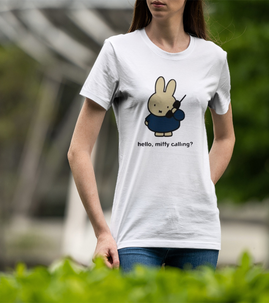 Misty Horizons Miffy Calling Cute Character Phone Conversation T-Shirt