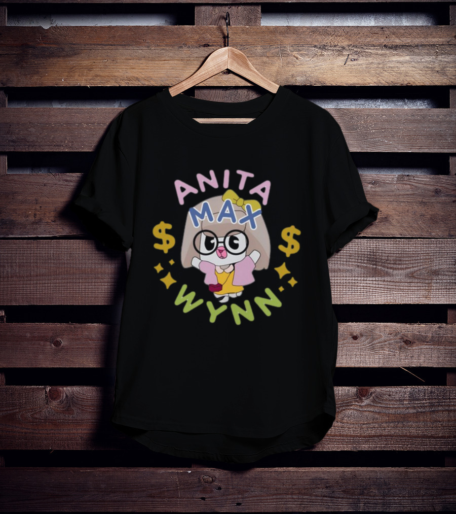 Anita Max Wynn Funnyahhtees Cartoon Character With Glasses And Dollar Signs T-Shirt