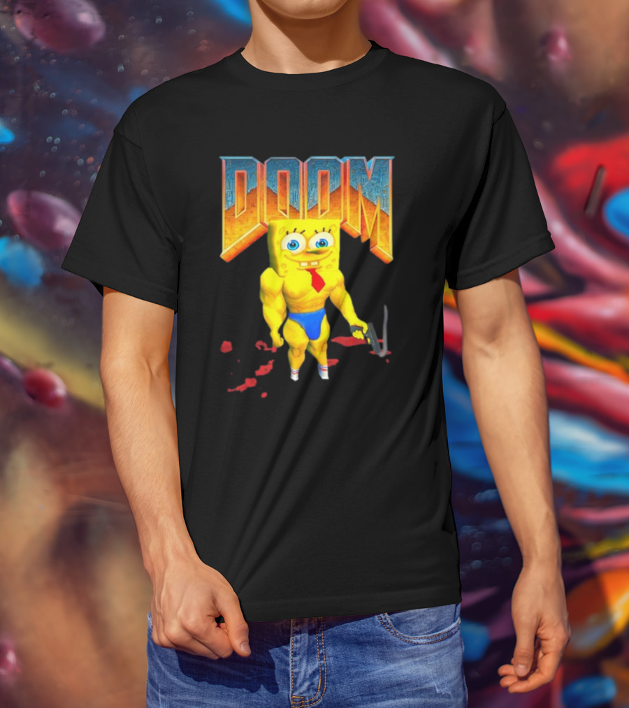 Doom Spongebob Teenhearts Muscular Parody Crossover T-Shirt