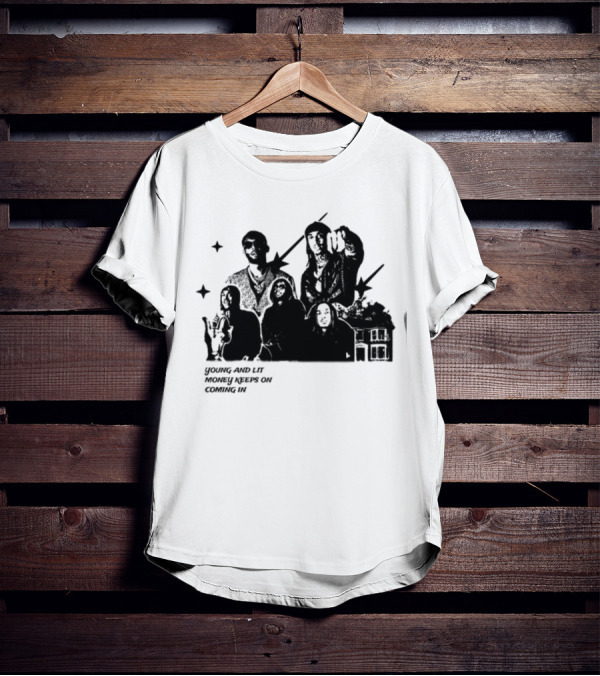 Maaza Shop Young And Lit Money Keeps On Coming In Iconic Figures And House Scene T-Shirt