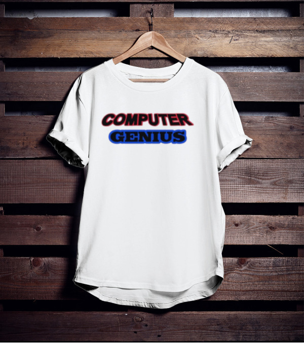 Omweekend Red Blue Computer Genius T-Shirt