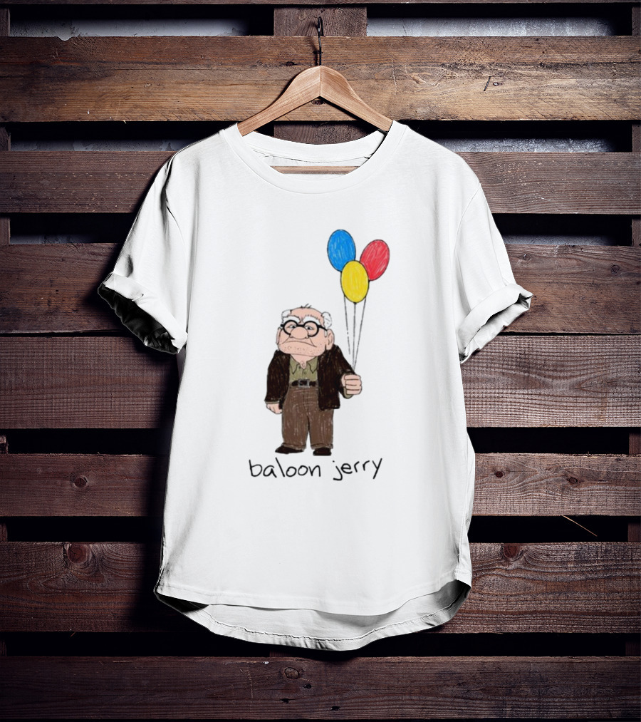 Baloon Jerry Elderly Cartoon Holding Colorful Balloons T-Shirt