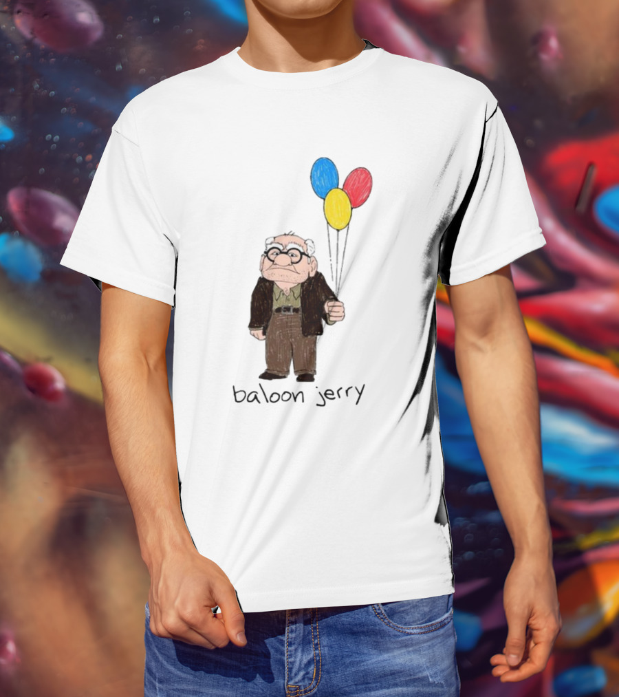 Baloon Jerry Elderly Cartoon Holding Colorful Balloons T-Shirt