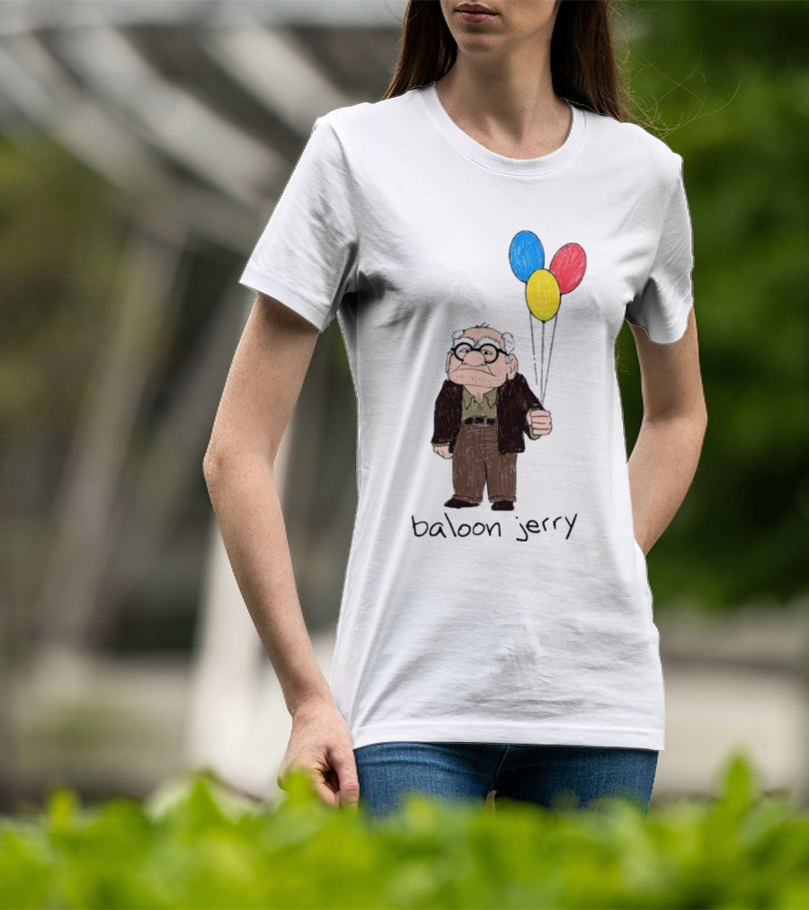 Baloon Jerry Elderly Cartoon Holding Colorful Balloons T-Shirt