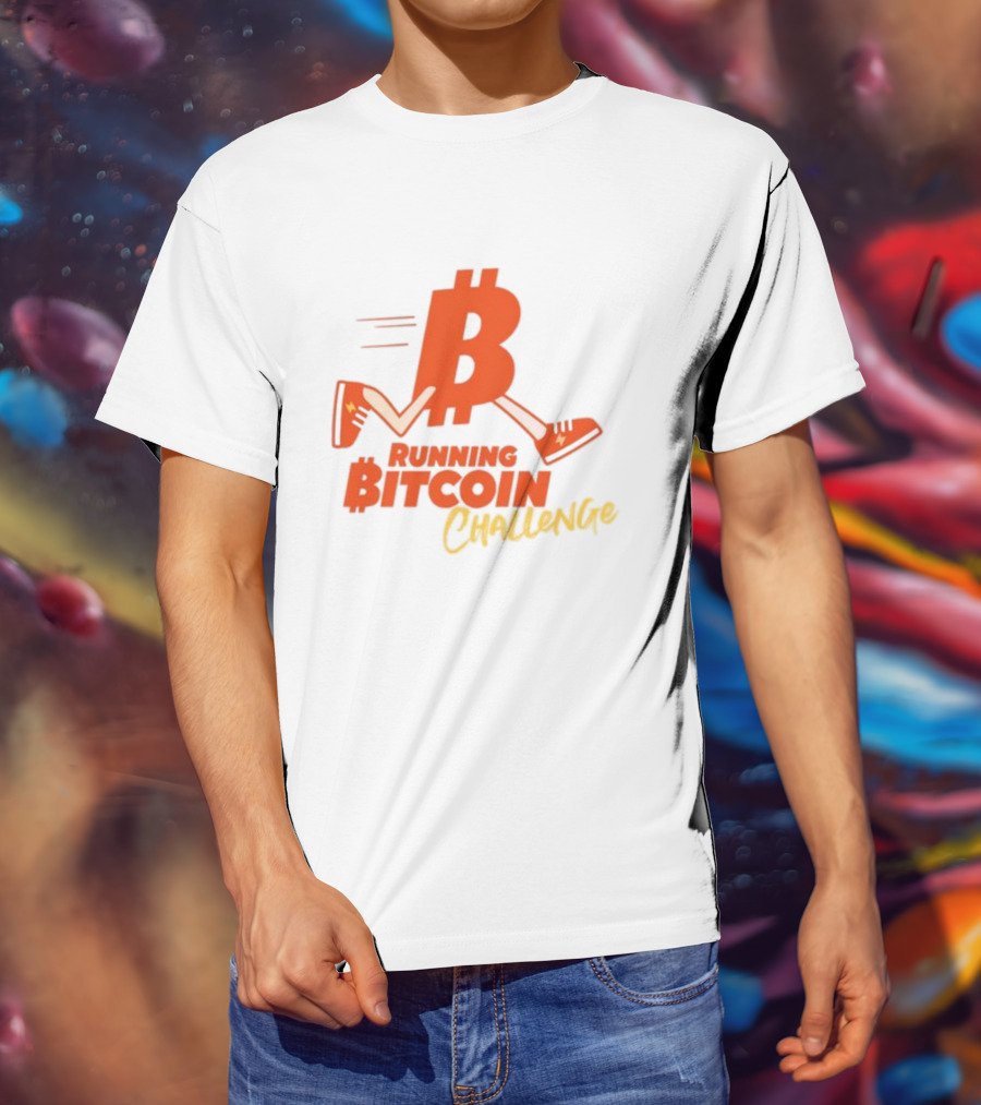 Fran Finney Running Bitcoin Challenge Icon With Sneaker Dollar T-Shirt