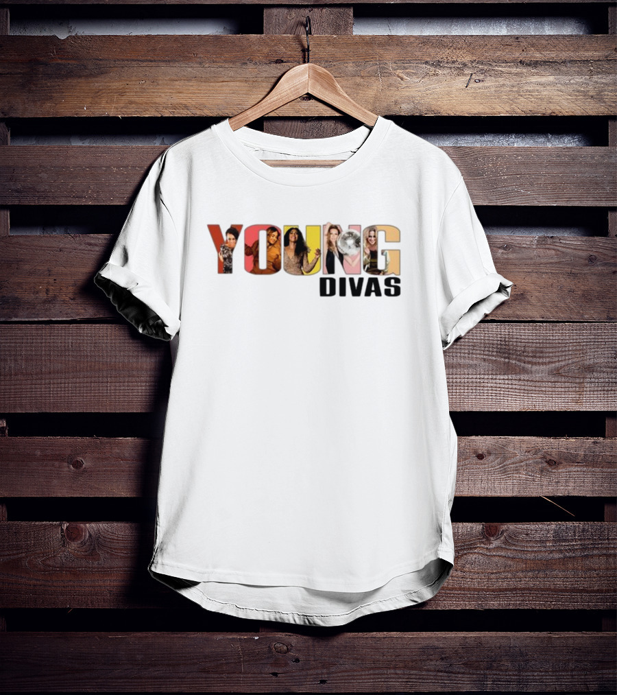 YOUNG DIVAS Photomontage Letters T-Shirt