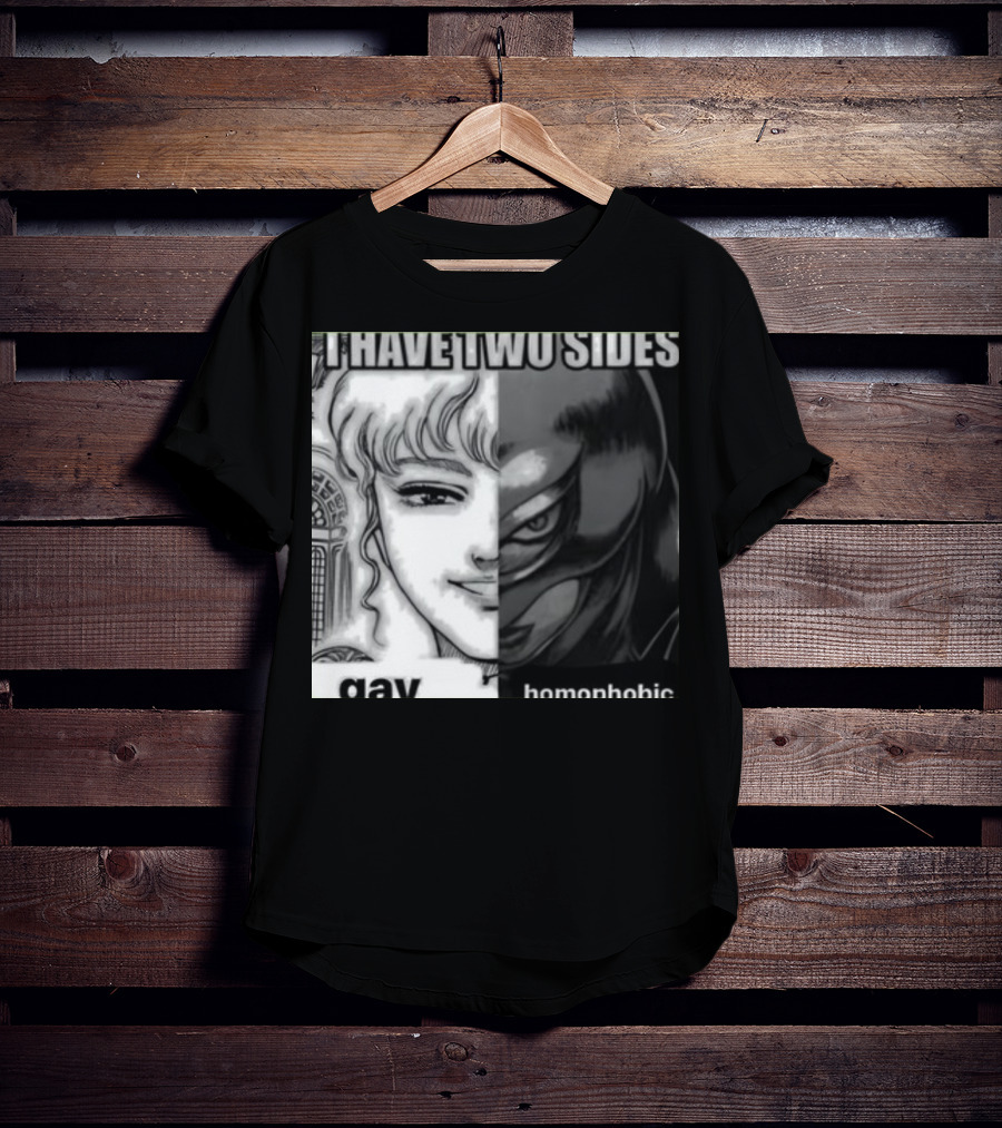 I Have Two Sides Gay Homophobic Manga Character Split Face T-Shirt