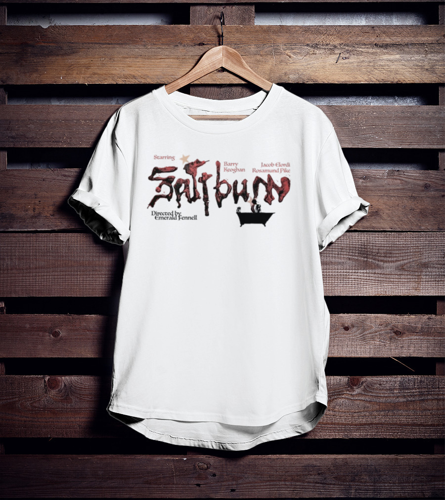 Saltburn Starring Barry Keoghan Jacob Elordi Rosamund Pike Directed By Emerald Fennell T-Shirt