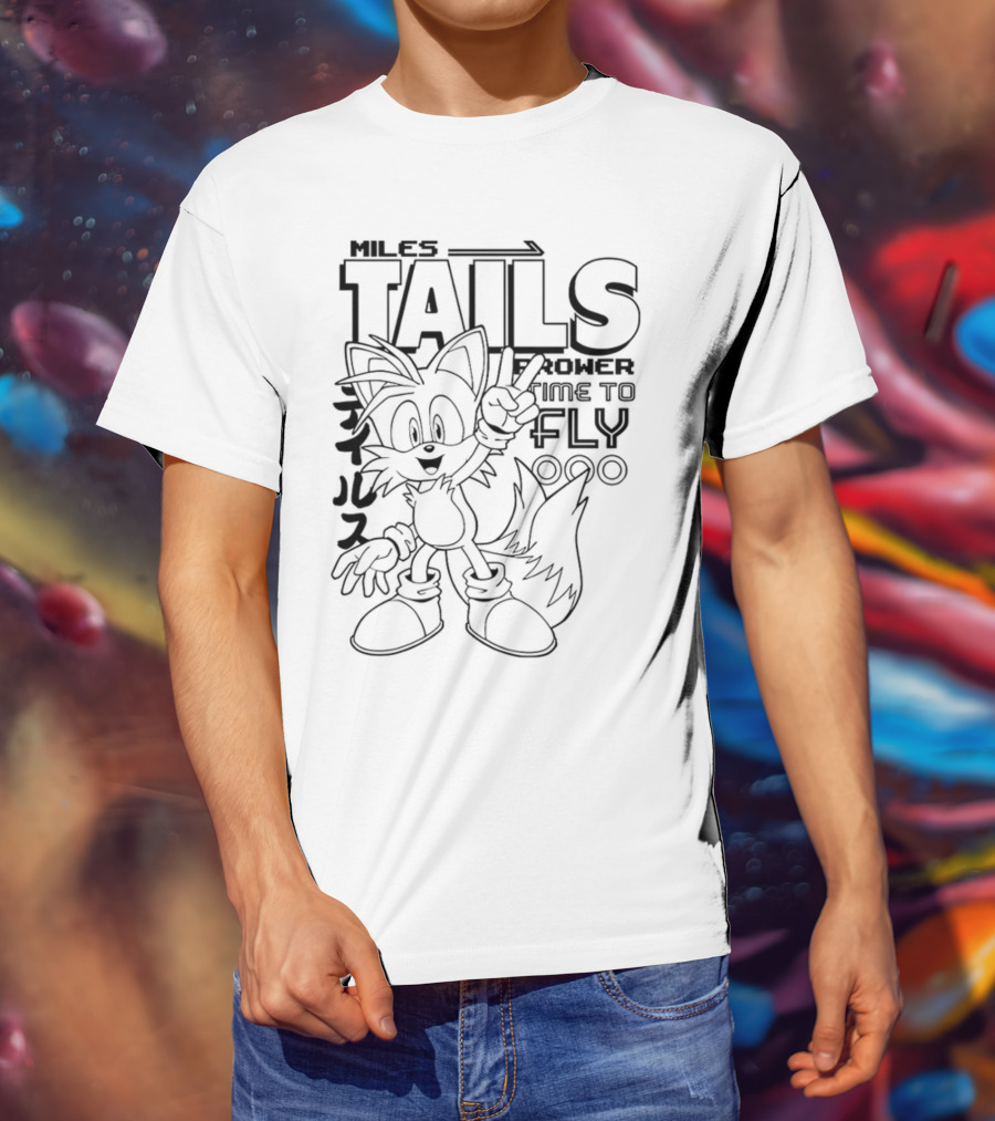 Miles Tails Prower Time To Fly Japanese Text T-Shirt