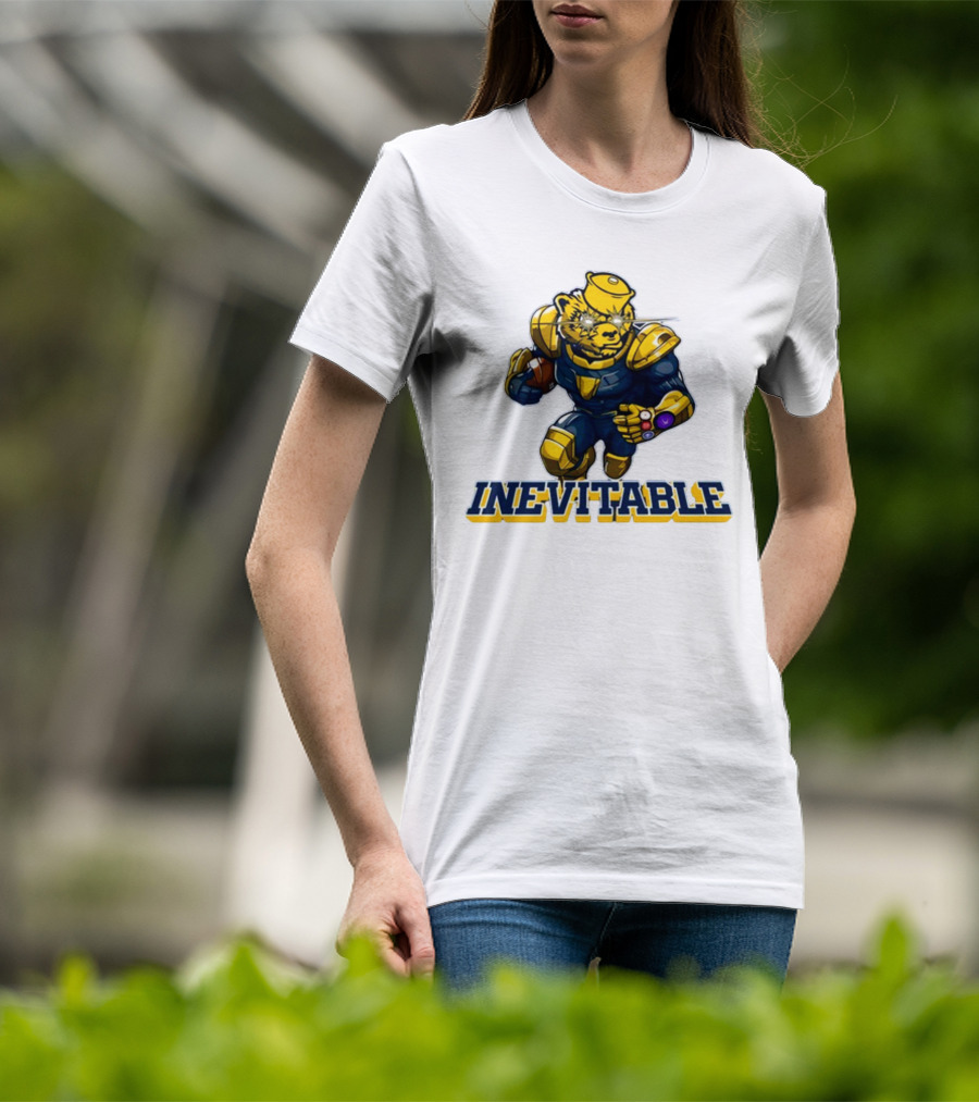 Michigan Inevitable Bear In Armor Football Character T-Shirt