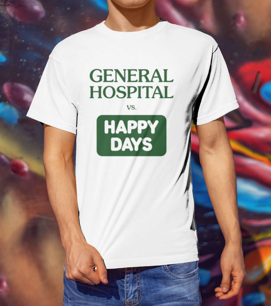 General Hospital Vs. Happy Days Retro TV Show Face-Off T-Shirt
