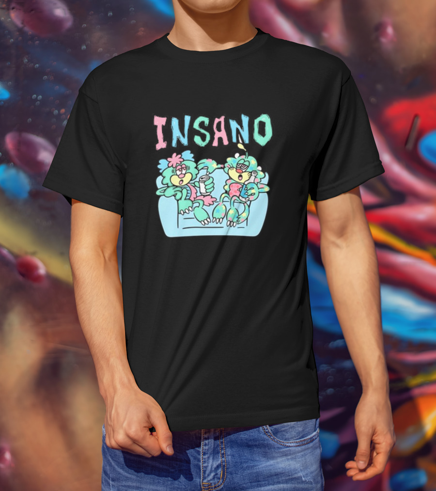 Visty X Kizzy Verdy Insano Pastel Cartoon Characters On Couch T-Shirt