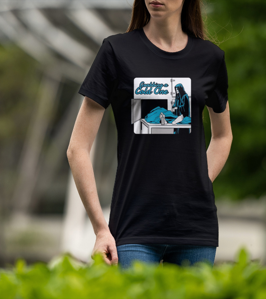 Grabbing A Cold One Grim Reaper With Feet On Morgue Table T-Shirt