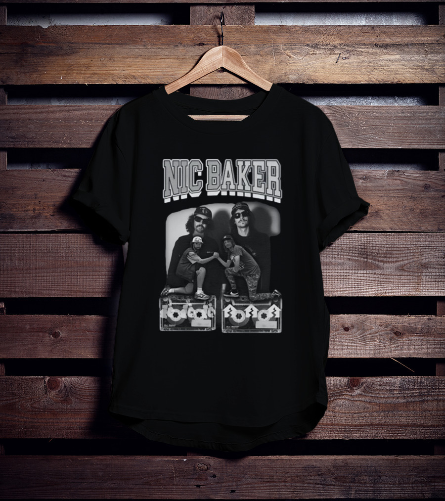 Nic Baker Mixtape 80s Style Skateboarders Retro Black And White Photography T-Shirt