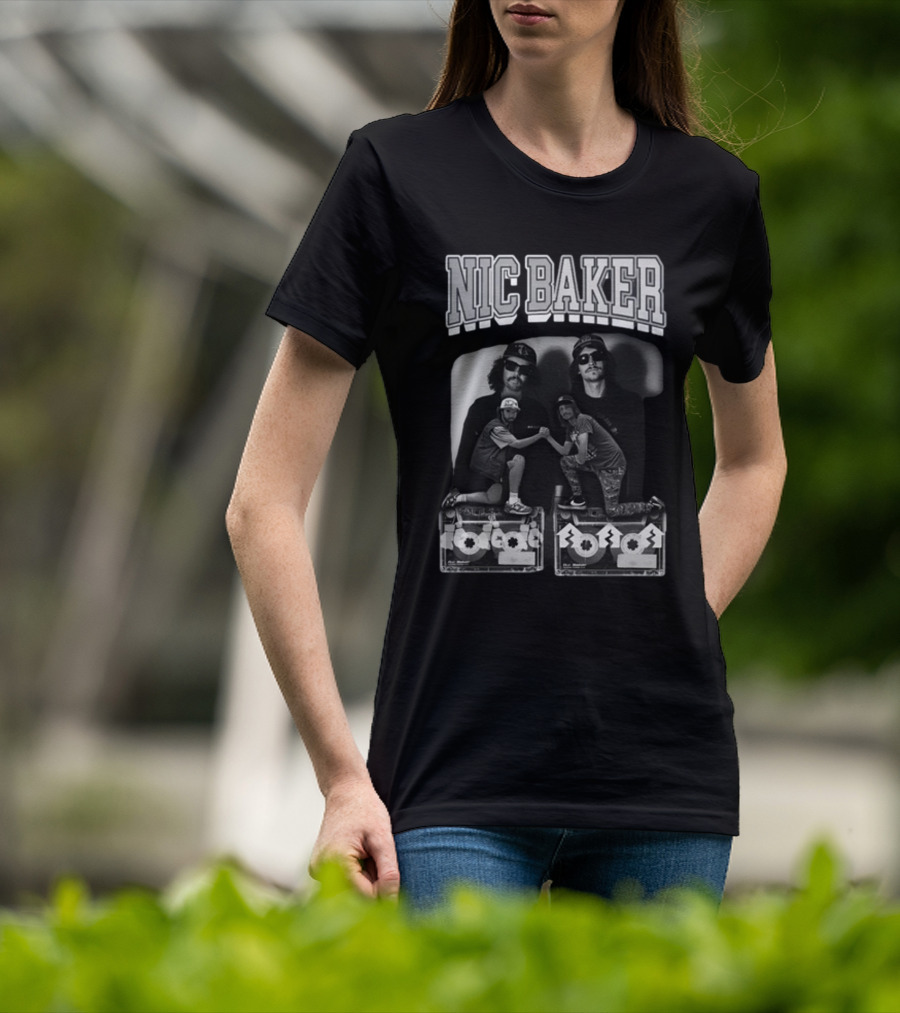 Nic Baker Mixtape 80s Style Skateboarders Retro Black And White Photography T-Shirt