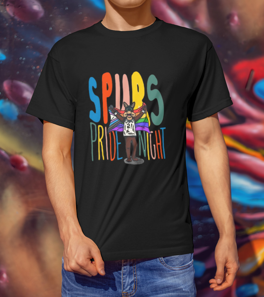 Spurs Pride Night Rainbow Flag Mascot 21 T-Shirt