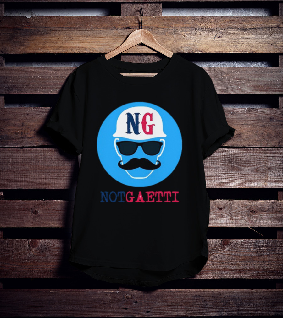 NG Not Gaetti Mustache Hat Sunglasses Blue Circle T-Shirt