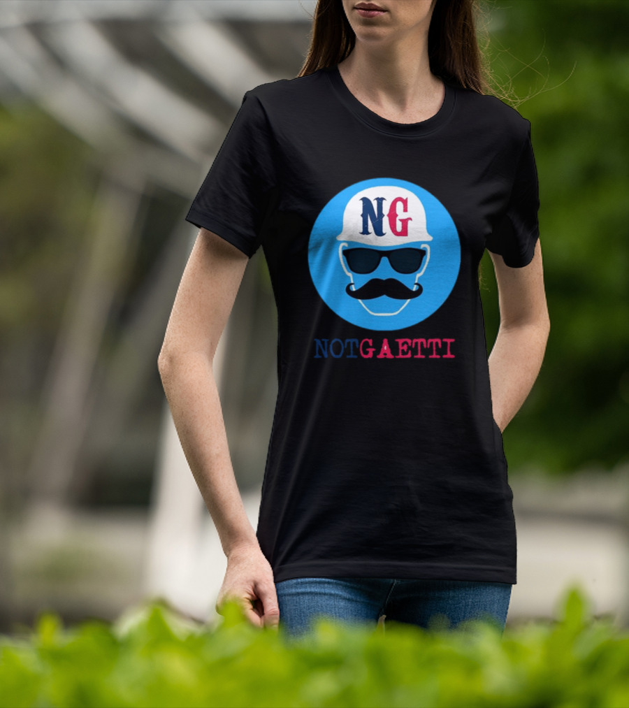 NG Not Gaetti Mustache Hat Sunglasses Blue Circle T-Shirt