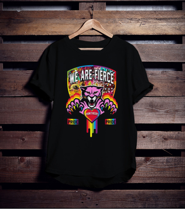 We Are Fierce Panthers Pride Colorful Rainbow Badge T-Shirt