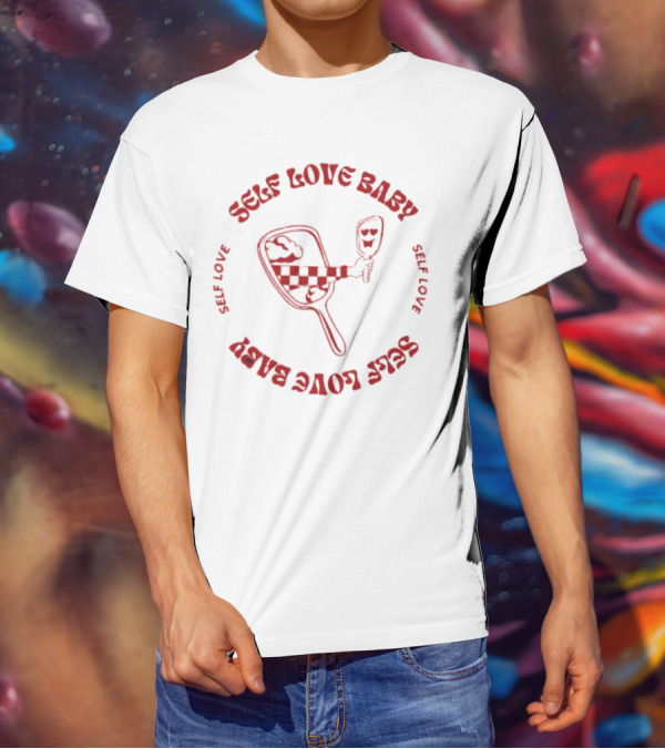 Self Love Baby Hand Mirror Reflection Checkered Arm Hearts T-Shirt