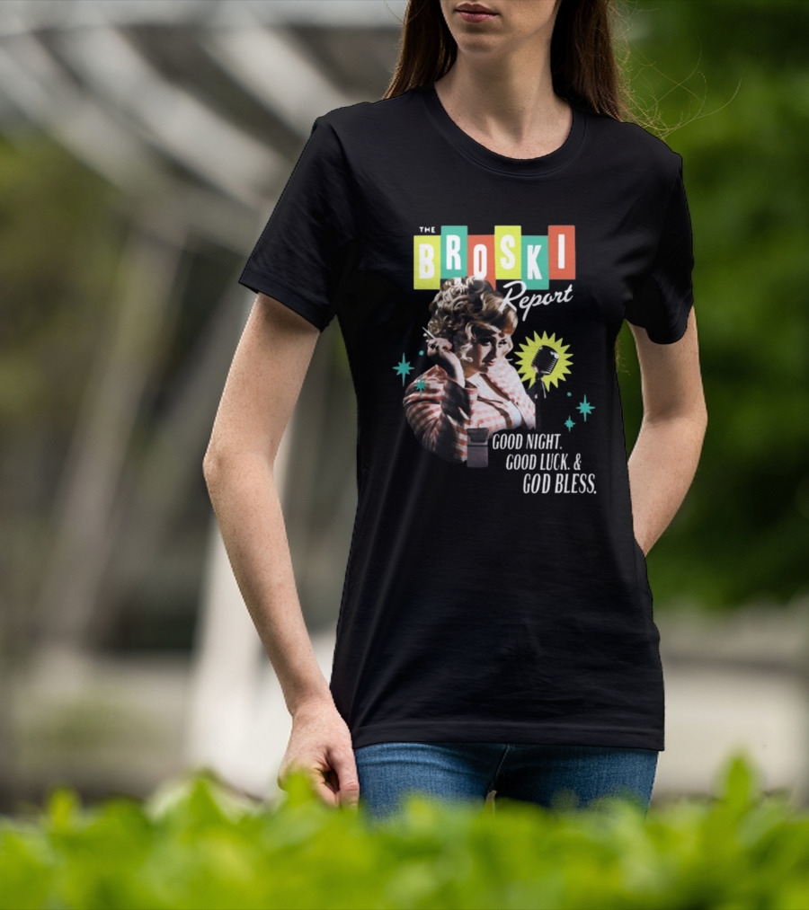 The Broski Report Good Night Good Luck God Bless Retro Style Microphone T-Shirt